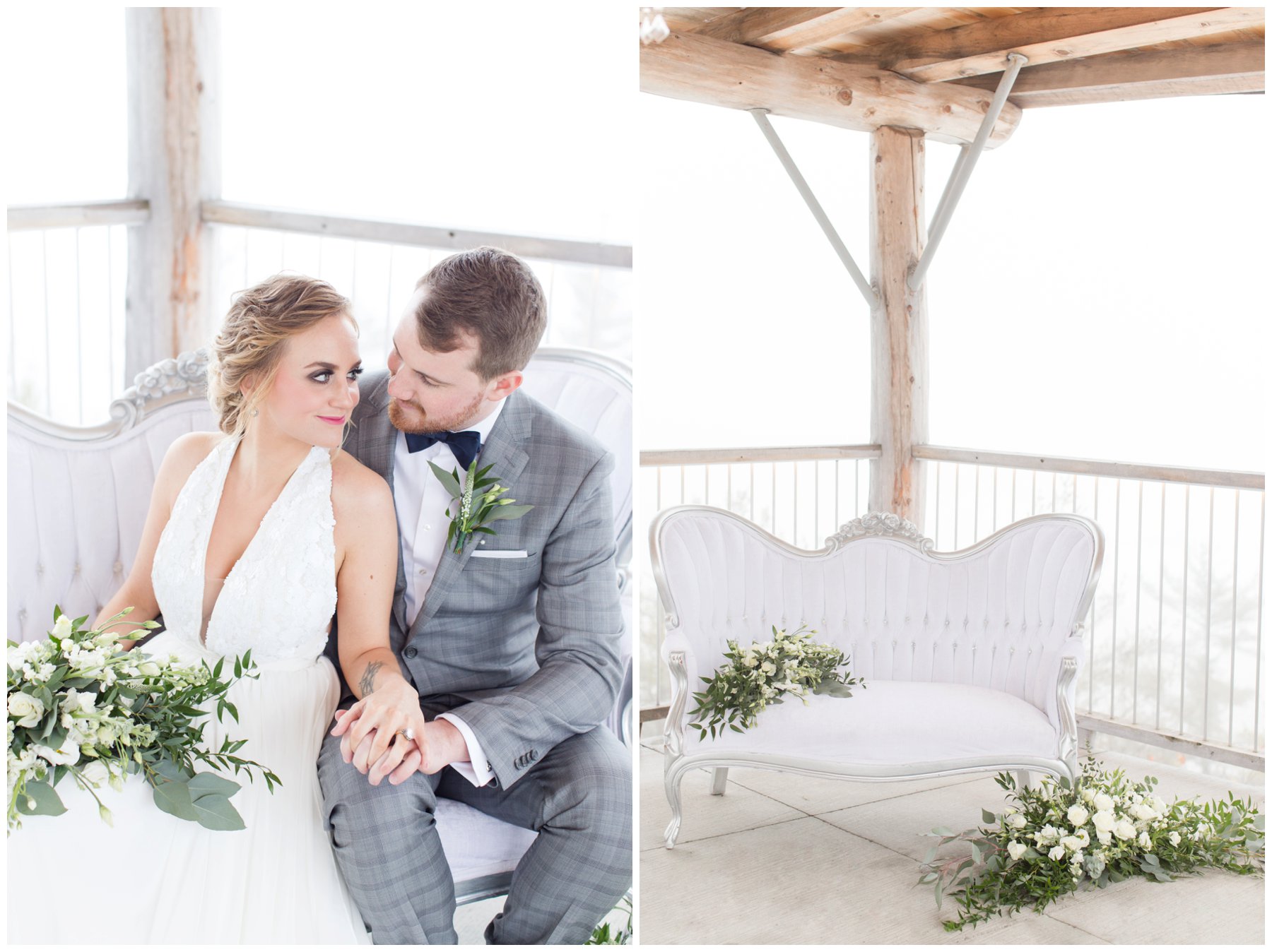 Le Belvedere Elopement Wakefield bride and groom sitting and white armchair