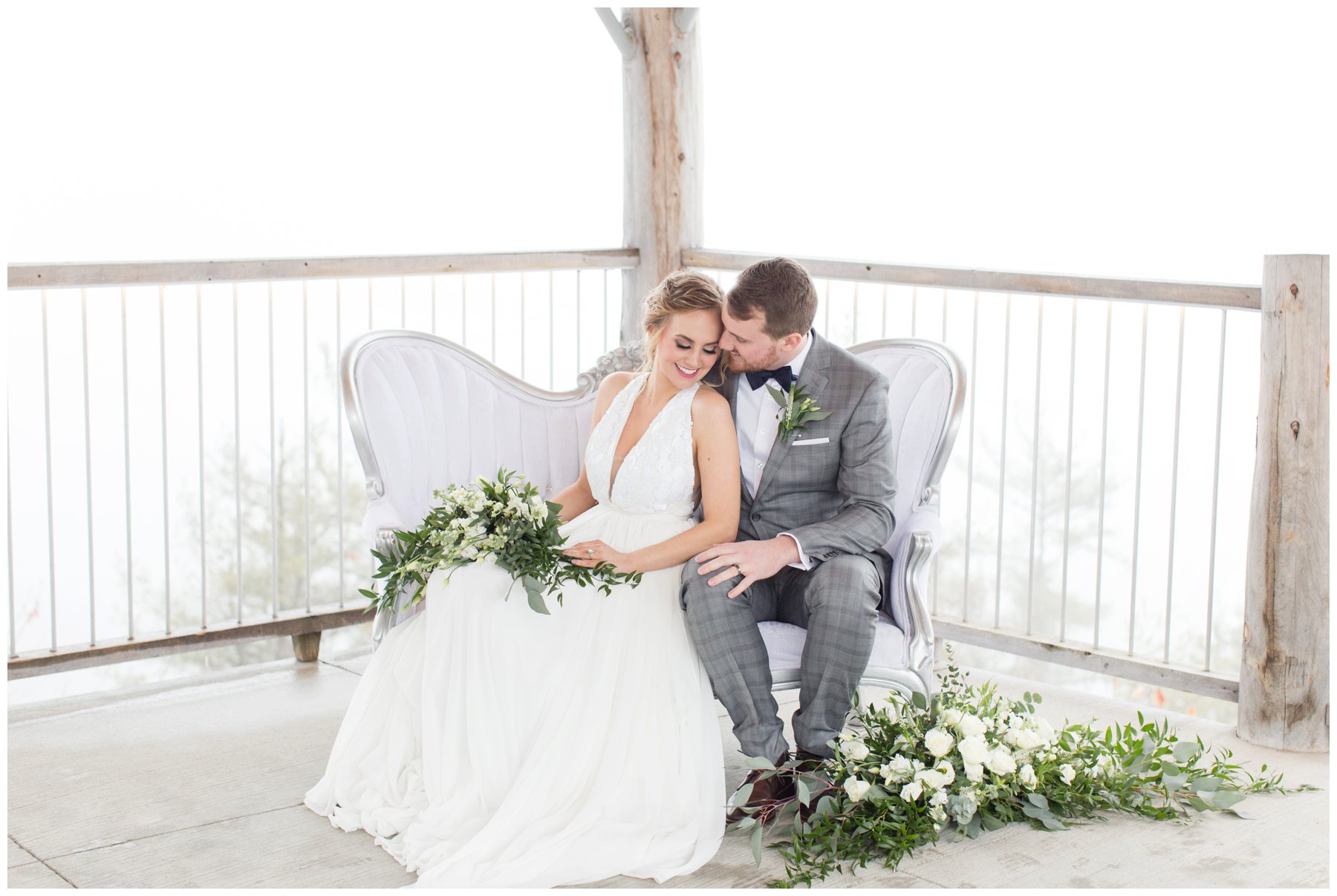 Le Belvedere Elopement Wakefield bride and groom romantic portrait sitting on a love seat 