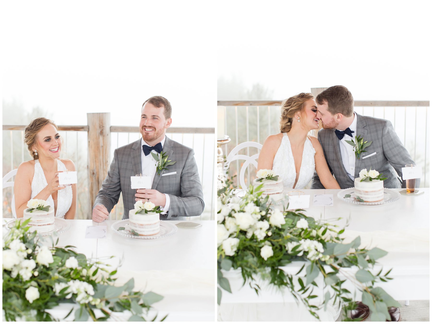 Le Belvedere Elopement Wakefield bride and groom kissing at sweetheart table