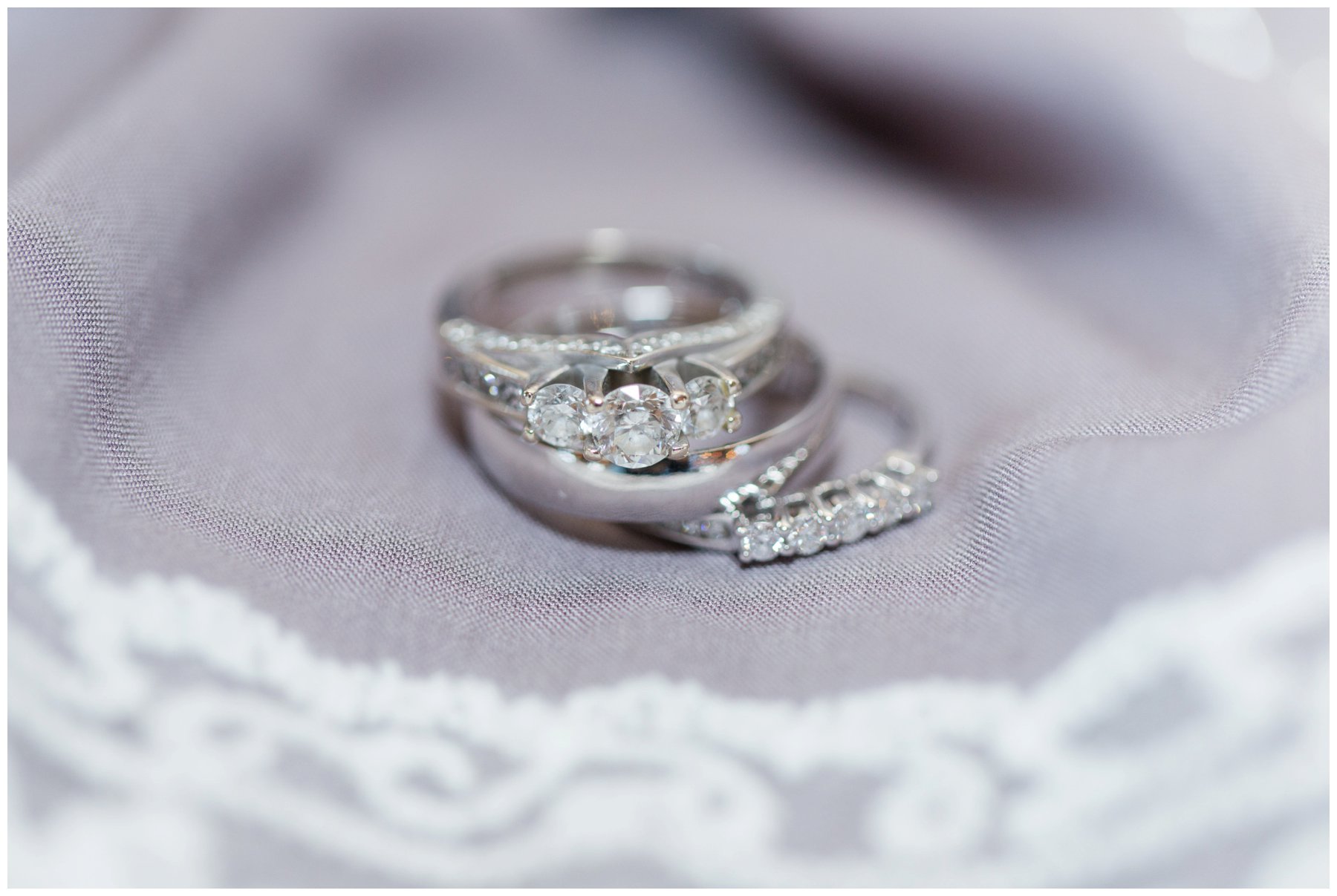 Wedding Rings on grey purple