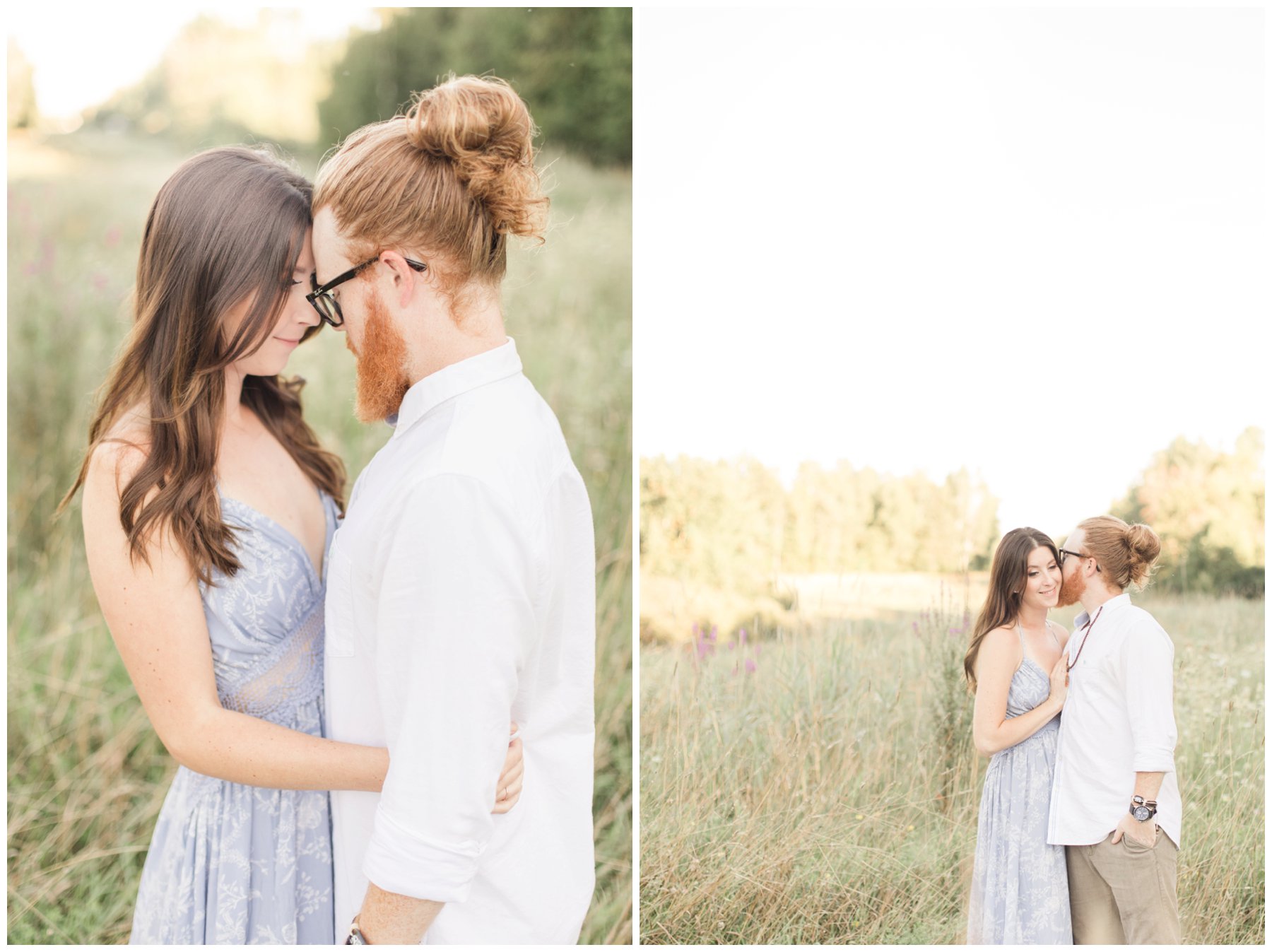 Light and airy photography sunset engagement session in Carp Ontario