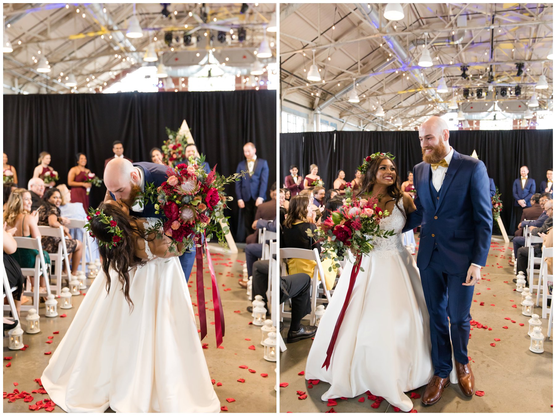 Red navy and gold Elegant Harry Potter Wedding at the Horticulture Building