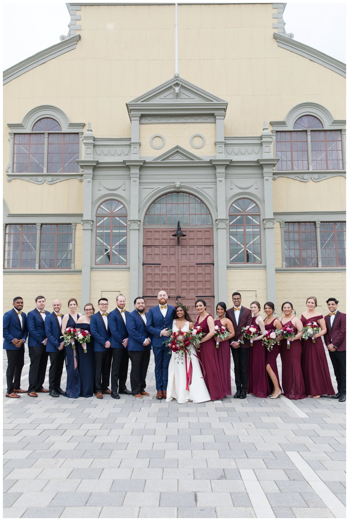 Red navy and gold Wedding at the Horticulture Building