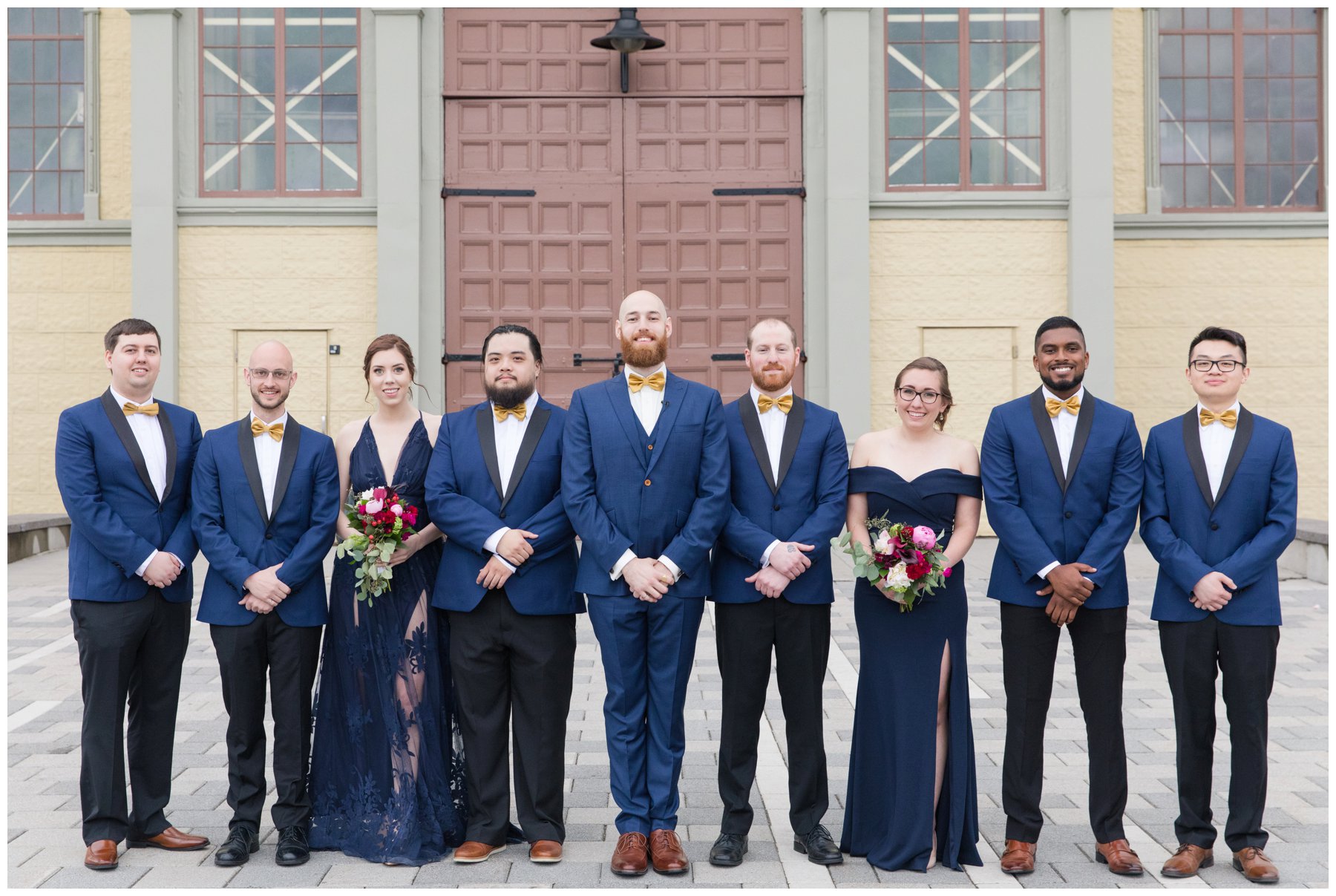 Navy groomsman and groomswomen Wedding at the Horticulture Building
