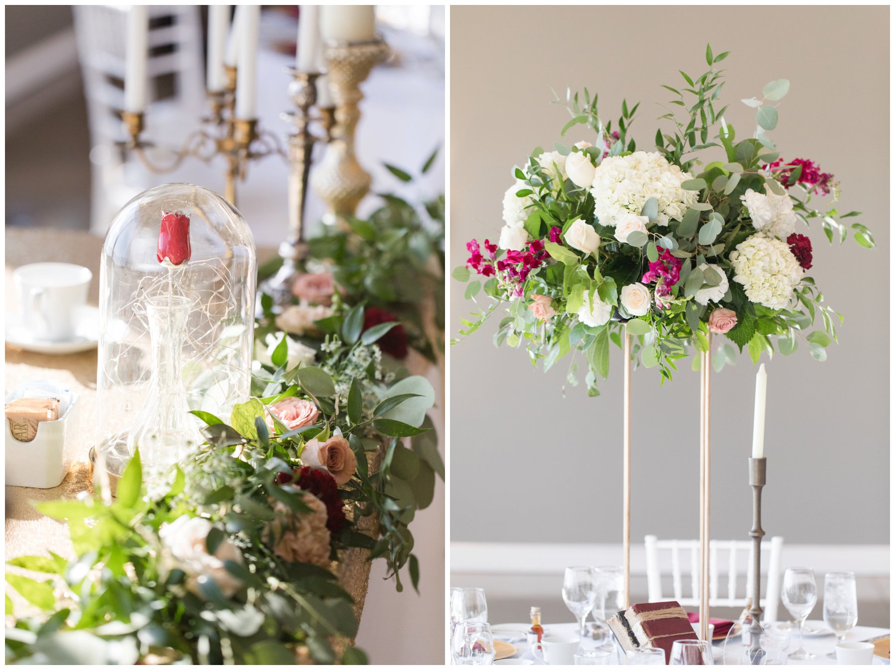 beauty and the beast fairy tale inspired wedding at Le Belvedere in Wakefield