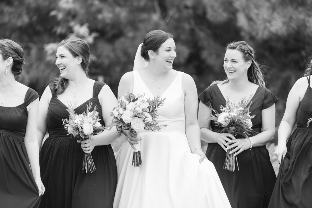 Bride and Bridesmaids Black and White